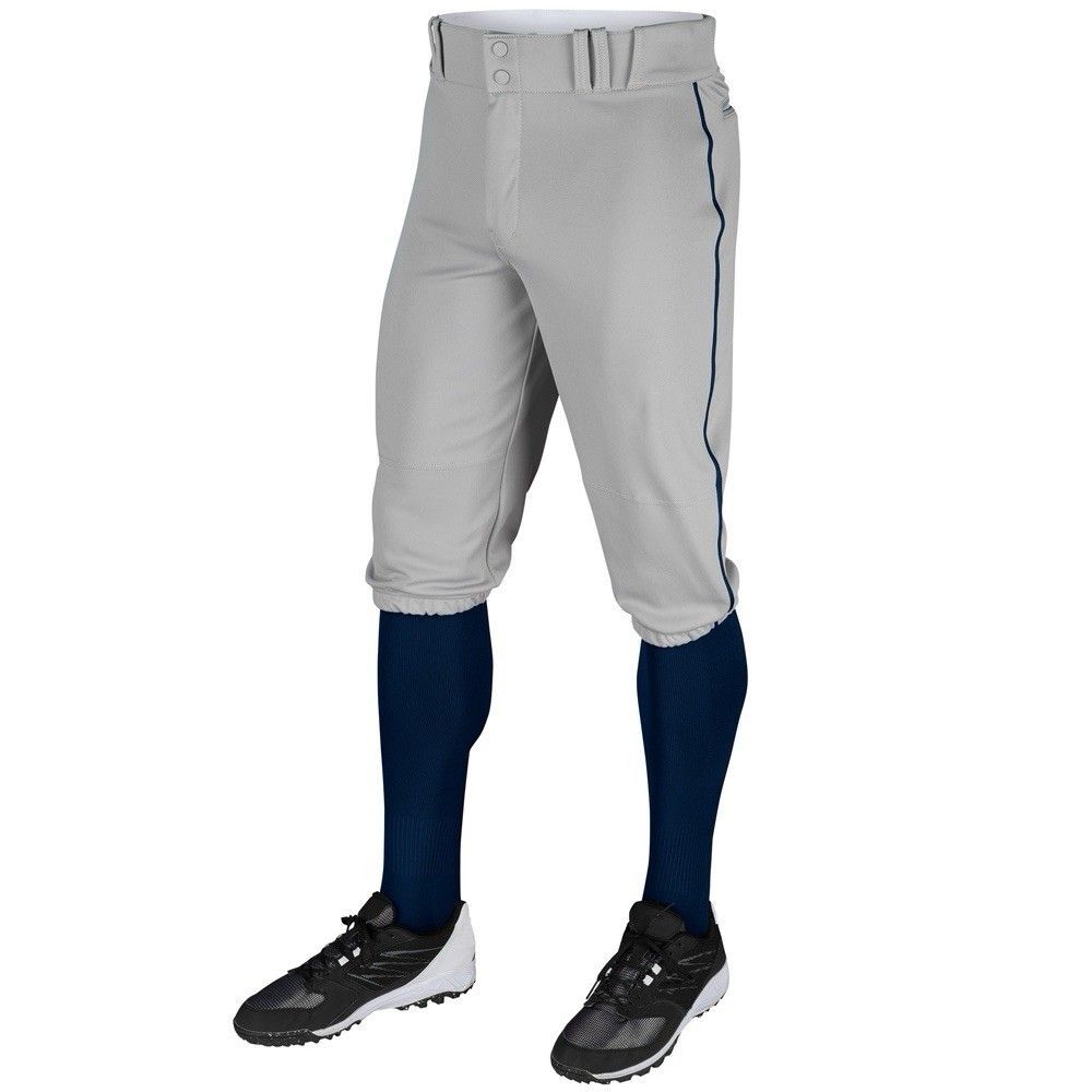 Champro Youth Medium Triple Crown Knicker Baseball Pants Grey Navy BP101 Piped